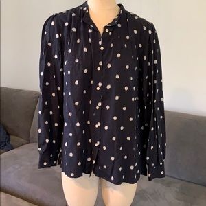 LOFT Long sleeve polka dot button down blouse NWOT